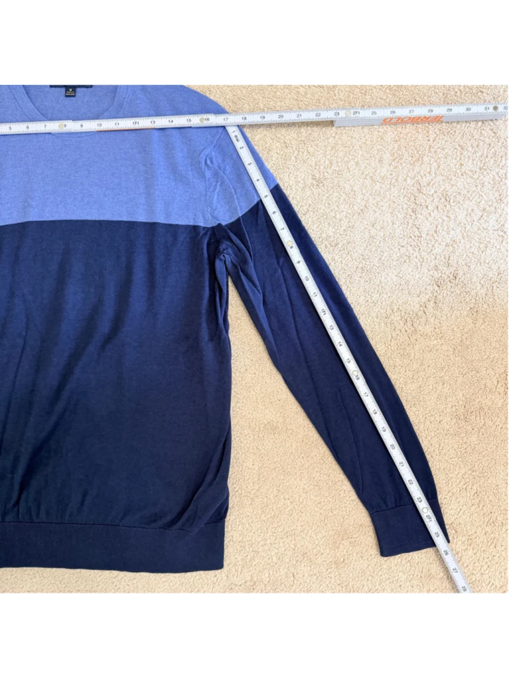 Brooks Brothers Italian Yarn Crewneck Silk Cotton Sweater Mens M Blue Colorblock